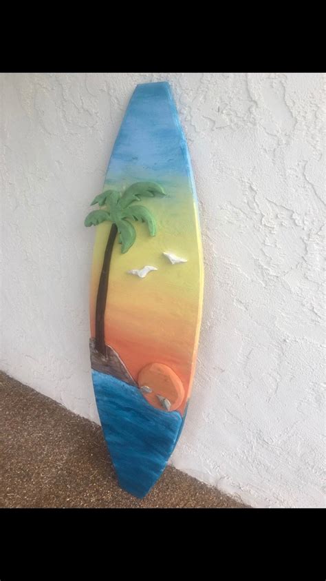 Solid Wood 3d Surfboard With Surf Scene Wall Decor Wall Art Etsy