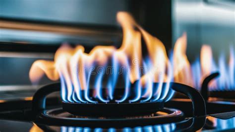 A Close Up Of A Gas Stove With Flames Coming Out Ai Stock Image