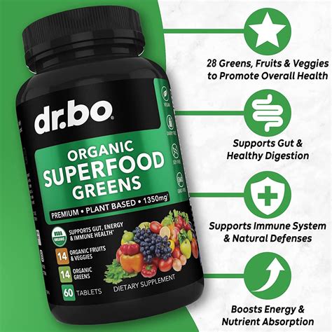 Organic Superfood Greens And Fruit Supplements Energy Boosting Veggie