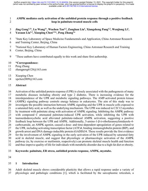 Pdf Ampk Mediates Early Activation Of The Unfolded Protein Response