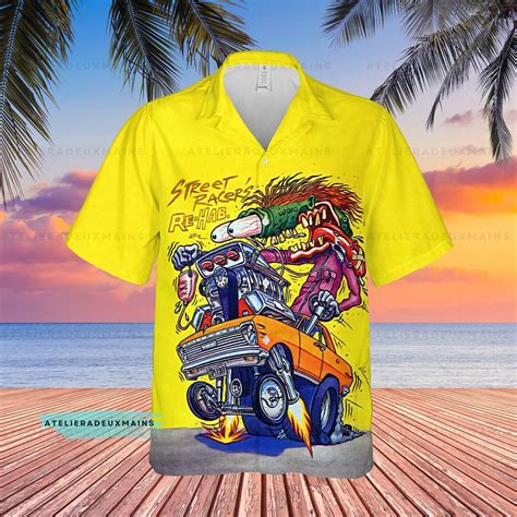 Rat Fink Y La Historia Del Hot Rod Camisa Hawaiana Unisex Camisa