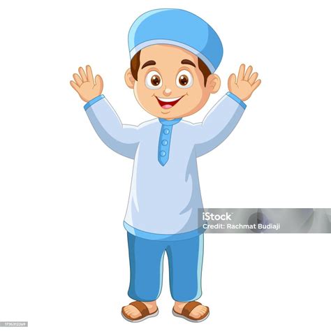 Vector Happy Muslim Boy Cartoon Stock Illustration Download Image Now Arab Culture Arabic