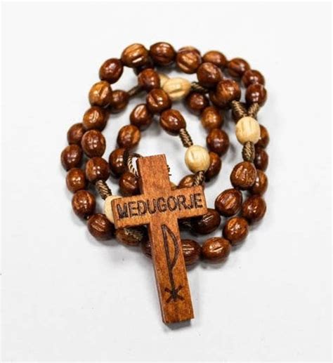 Wooden Rosary Beads Handcrafted in Medjugorje, Wood Rosaries on Cord ...