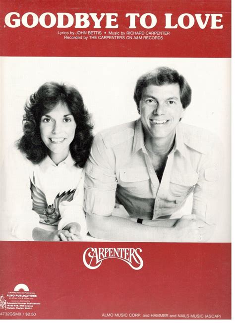 The Carpenters Goodbye To Love Sheet Music Pianovocalchords 1972