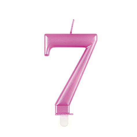 Metallic Pink Number 7 Birthday Candle 9cm Partyrama