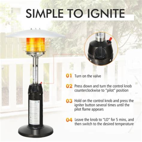 11 000 BTU Patio Heater Portable Tabletop Propane Standing LP Gas