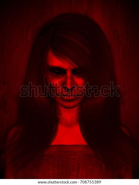 3d Illustration Scary Ghost Woman Darkhorror Stock Illustration