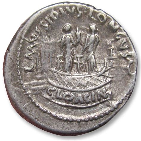 Roman Republic. L. Mussidius Longus, 42 BC. Denarius Rome mint - Shrine ...