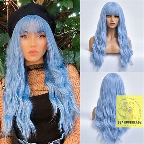 Blue Wig With Bangs - Etsy