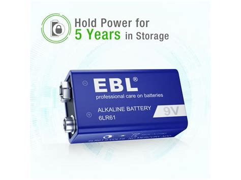 EBL 4 Pcs 9V 6LR61 Battery 9 Volt Alkaline Batteries Ultra Long Lasting