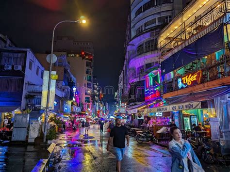 Ho Chi Minh City Vietnam Bui Vien Street A Popular Nightlife District Lined With Bars And