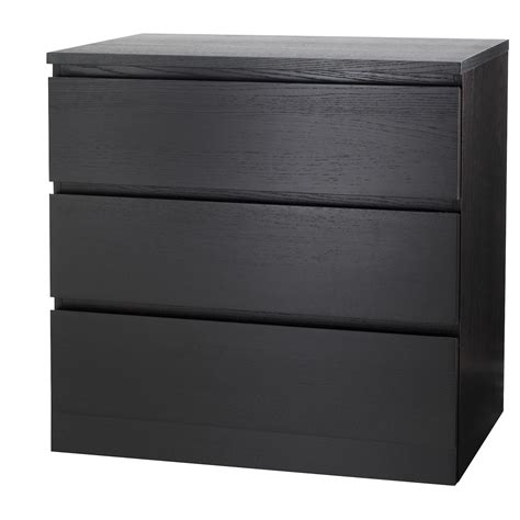 MALM Black Brown Chest Of 3 Drawers 80x78 Cm IKEA