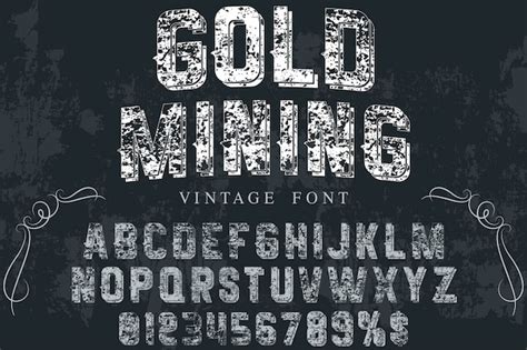 Premium Vector Vintage Typeface Label Design Gold Mining