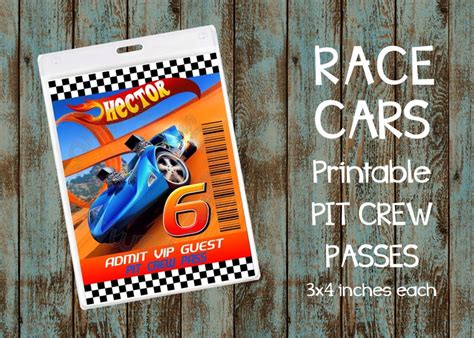 Printable Race Car Pit Crew Pass Racing Cars Pit Crew Passes Etsy