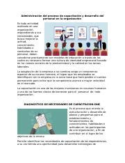 Administración del proceso de capacitación y desarrollo del personal en