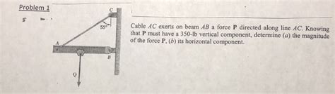 Solved Problem 1 Cable AC Exerts On Beam AB A Force P Chegg