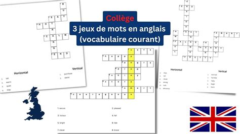 Collège 3 jeux de mots en anglais vocabulaire courant Apprendre