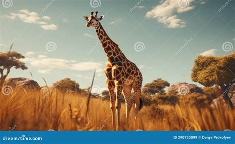 Giraffe in African savanna stock image. Image of wildlife - 290720099