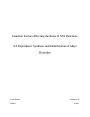 Lab Report Docx Handout Factors Affecting The Rates Of Sn