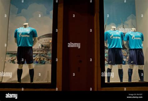 Football World Cup items on display at a souvenir shop in St.Petersburg ...