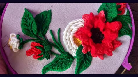 3d Flower Embroidery Tutorial Rose Embroidery For Beginners Youtube