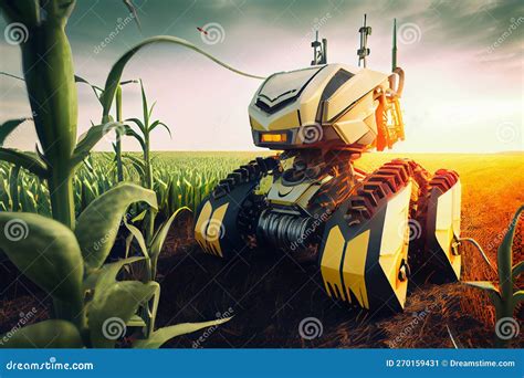 Futuristic Agriculture Machinery Working On Farmland Solar Powered