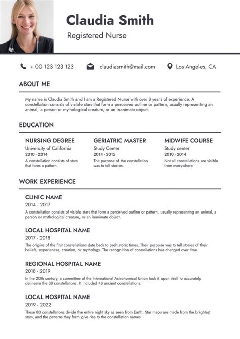 Free Professional Nursing Cv Template To Customize