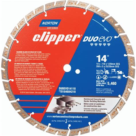 Norton Wet Dry Cut Saw Blade Dia Arbor Hole Kerf