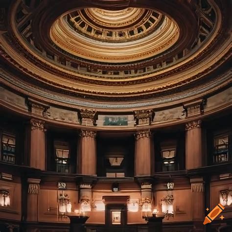 Moody And Mischievous Interior Of A Capitol Building Conference Room On