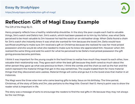 Reflection T Of Magi Essay Example