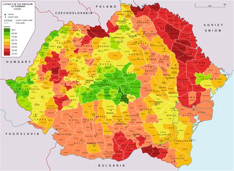 Literacy in the Kingdom of Romania 1930 | History of romania, Map, Romania