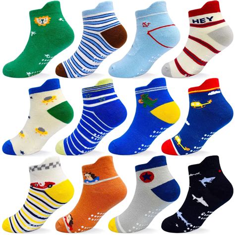 Kids Non Slip Socks Grip Ankle Sticky Toddler Socks 12 Pairs For 1 33