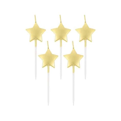 Свещи звезди Stars, металик, злато, 5 броя - Marisa.BG