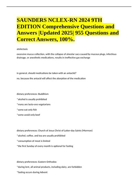Saunders Nclex Questions And Answers WordPress Com