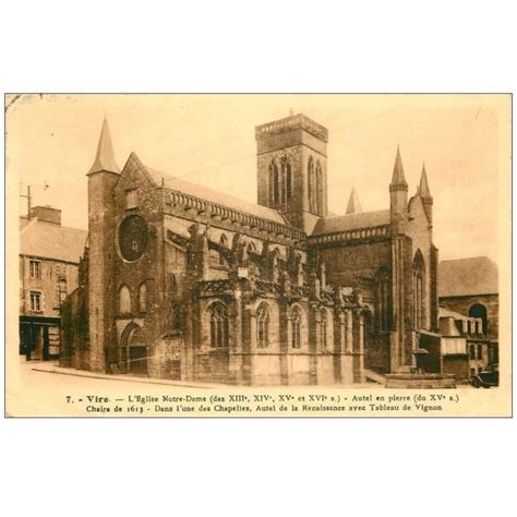 Carte Postale Ancienne 14 VIRE Eglise Notre Dame 1943 Cartes