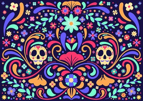 Dia De Muertos Fondo Mexicano Vector Premium