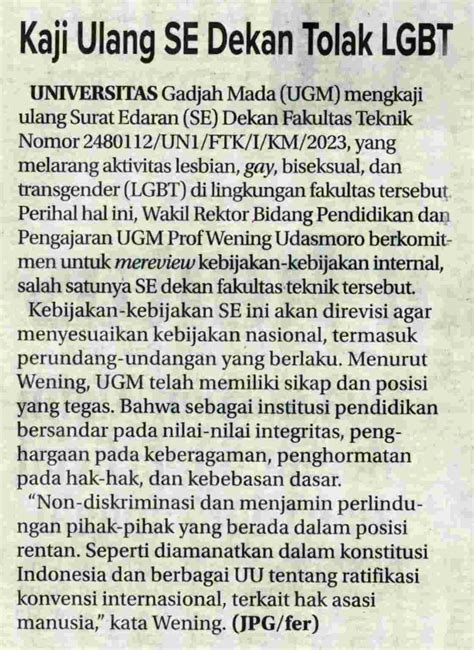 Kaji Ulang Se Dekan Tolak Lgbt Koran Humas Ugm Ac Id