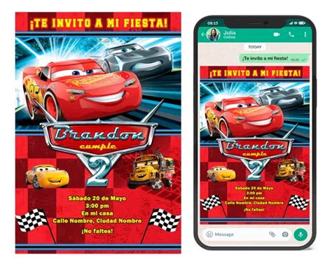 Rayo Mcqueen Invitaci N Digital Imprimible Personalizada En Venta En