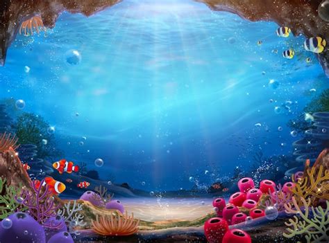 Premium Vector Natural Ocean Bottom Background