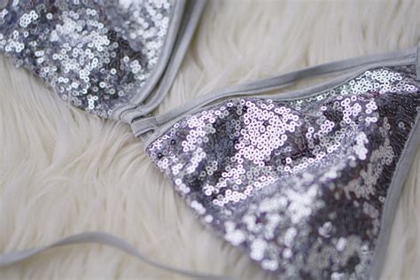 Sequin Strappy Silver Bikini Made To Order Unique Sexy Etsy