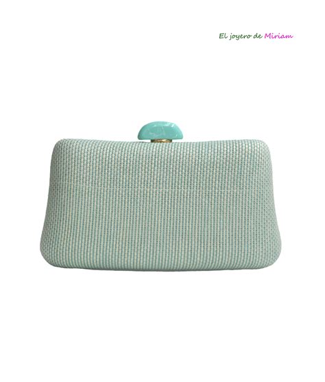 Bolso Clutch Rafia Aguamarina El Joyero De Miriam