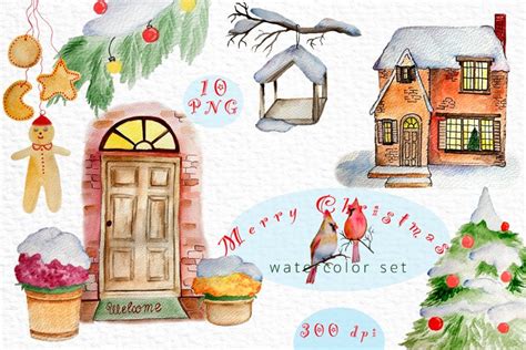 Merry Christmas Watercolor Set Options