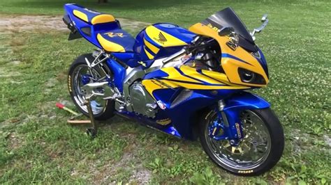 2006 Custom Honda Cbr 1000rr Blue And Yellow Colours Chrome Rims Walkaround Youtube