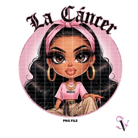 La Cancer Chicana Chola Zodiac Chibi Style Latina Shirt PNG For DTF Iron On Print Sublimation