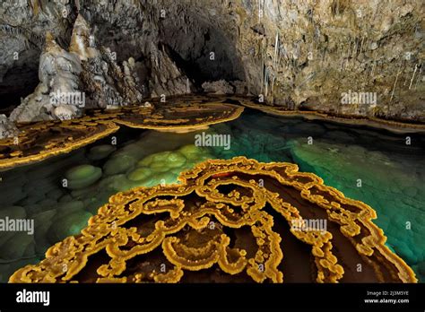 Rimstones And Gours At Lake Castrovalva Inside Lechuguilla Cave