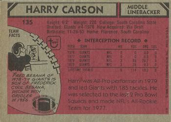 Topps Harry Carson Trading Card Database