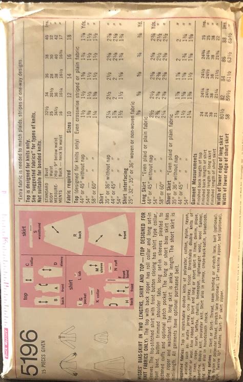 Vintage Skirts And Top Sewing Pattern Etsy