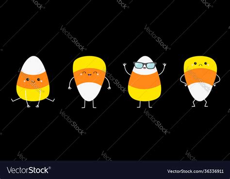 Happy halloween candy corn set with funny faces Vector Image