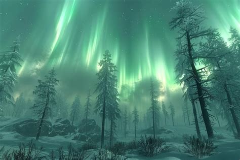 Premium Photo Majestic Aurora Borealis Over An Ancient Snowcover