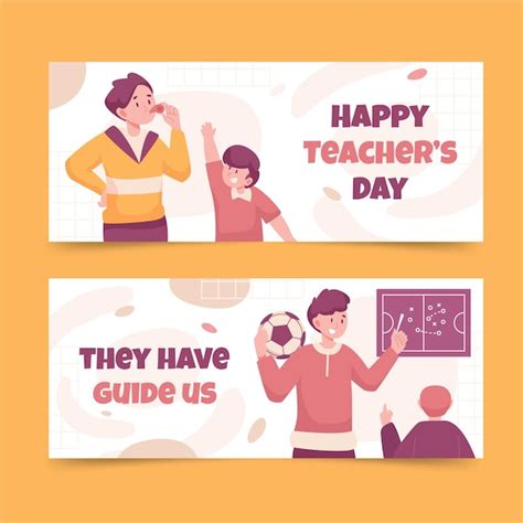 Free Vector | Flat teachers' day horizontal banners set